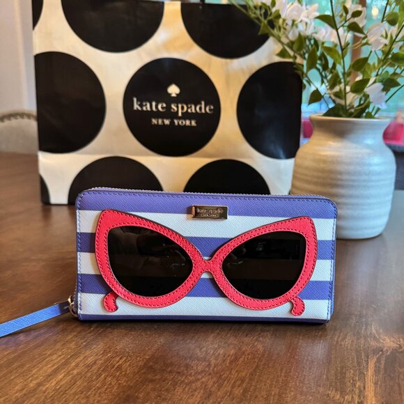 Kate Spade Make a Splash Neda Wallet Striped Sunglasses  Kate Spade Make a Splash Neda Wallet Striped Sunglasses Multi Pocket CLUTCH